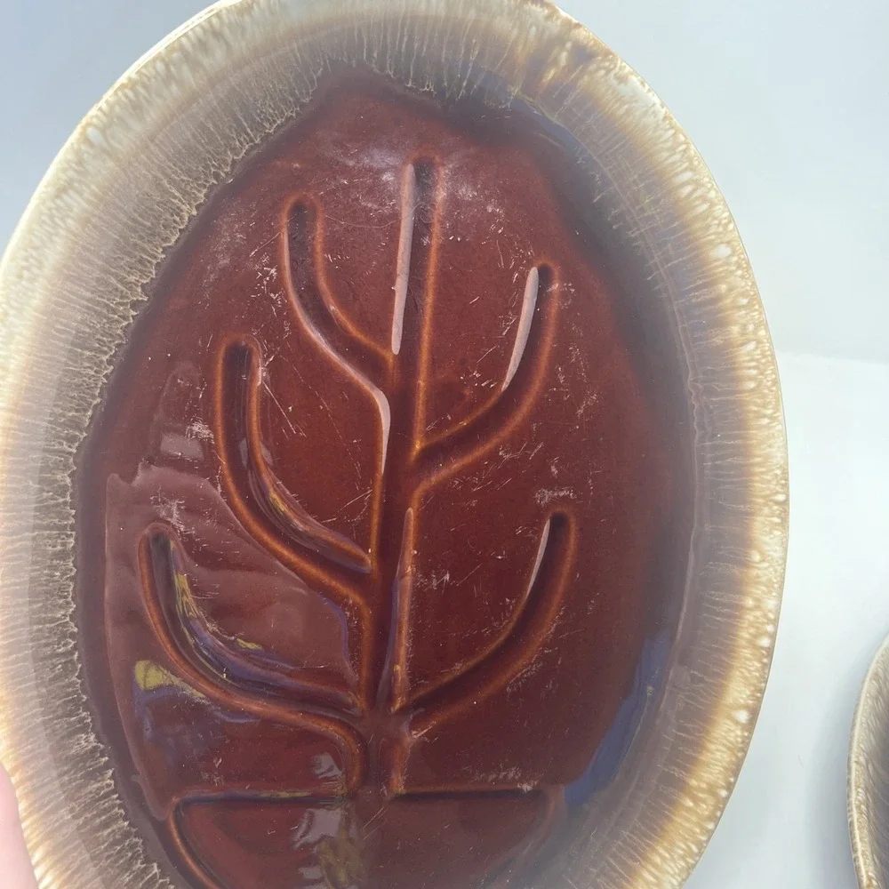 Set 3 MOUNT‎ CLEMENS ERA MCCOY POTTERY 1967 BROWN DRIP GLAZE TREE OF LIFE PLATES